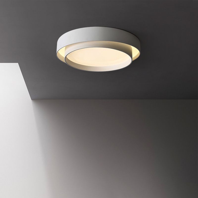 LED Simplicité moderne Flush Mount Wrought Iron Circular Ceiling Light with Acrylic Shade