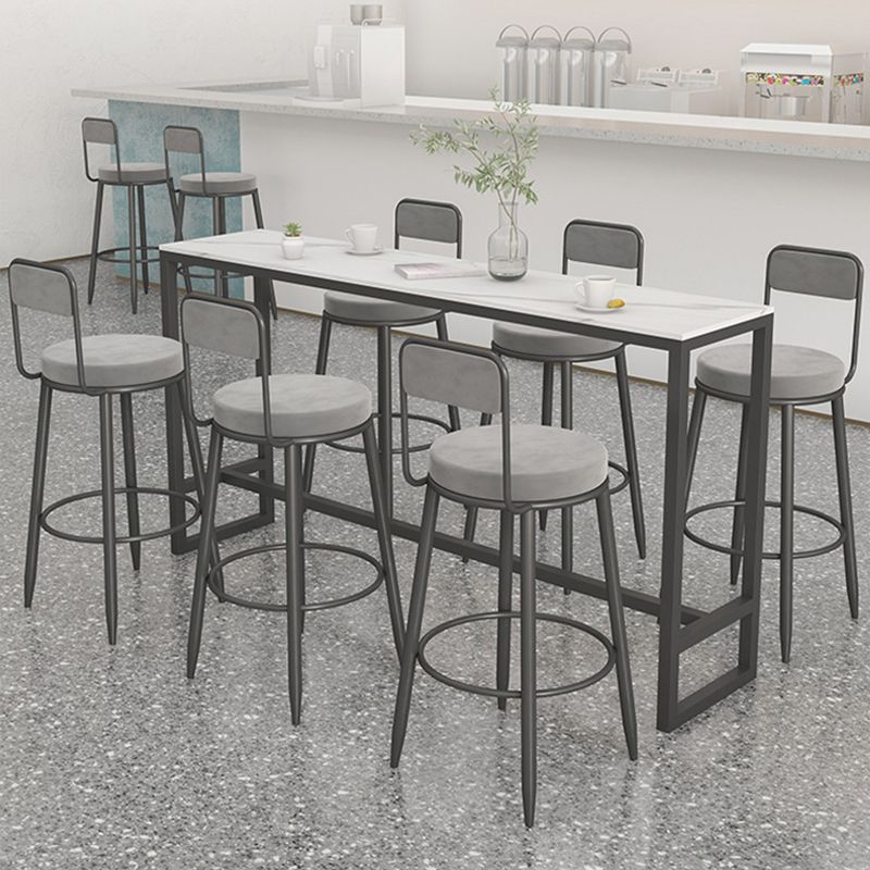 Modern 1/2/7 Pieces Bar Table Set Rectangle Stone Counter Table with Stools for Balcony