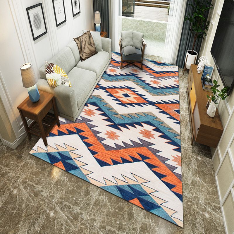 Modernist Geometric Block Rug Multicolor Synthetics Rug Stain Resistant Washable Non-Slip Rug for Family Room