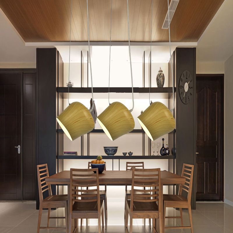 Lámpara colgante en forma de cúpula simple 1 Luz de comedor de comedor de comedor en madera oscura