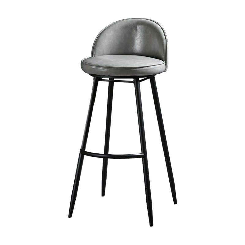 Industrial Leather Counter Stool for Home Round Barstools with Metal Base