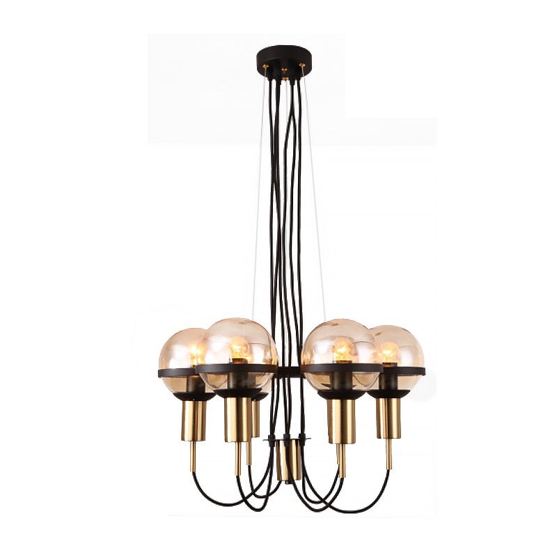 Global Glass Shade Chandelier Light Modern 6/8 Lights Brass Hanging Ceiling Light for Living Room