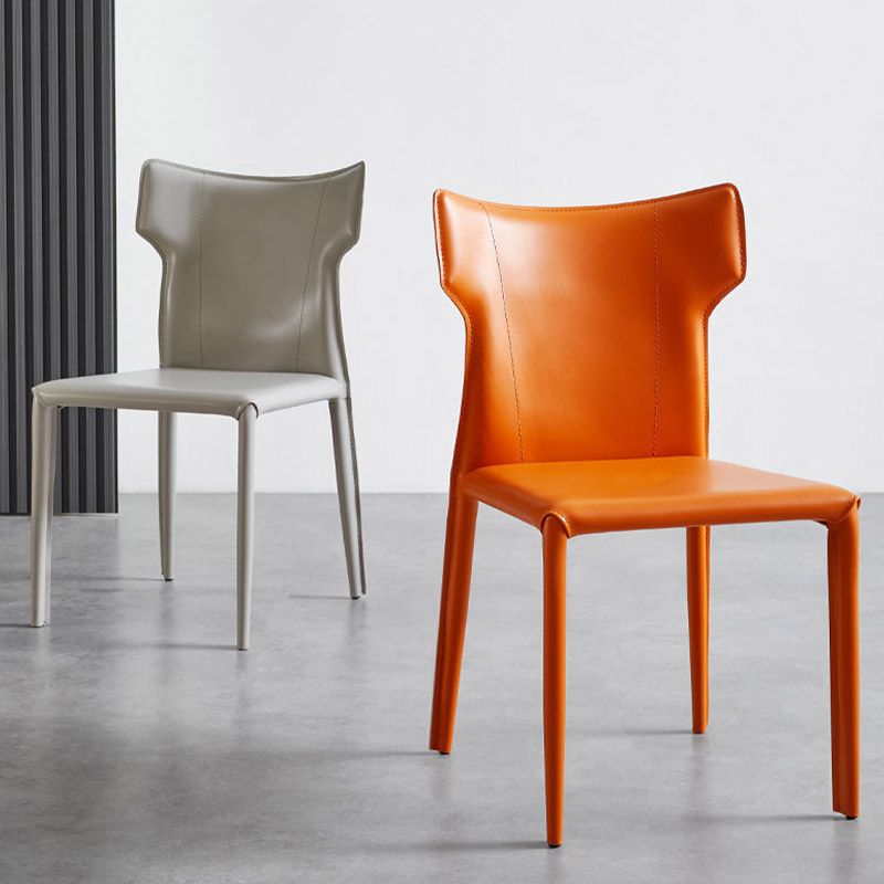 Faux Leather Dining Chairs Wingback Parsons Chair for Kitchen