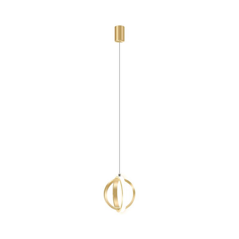 Aluminum Crossed Rings Drop Pendant Modern Style LED Pendulum Light in Gold over Dining Table