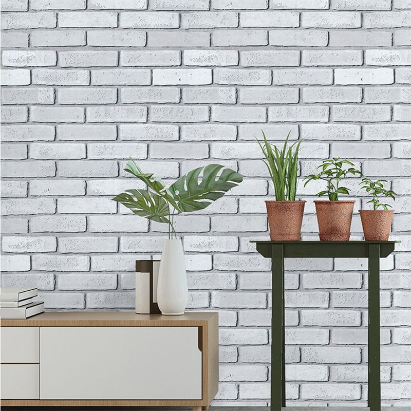 Stretcher Bond Brickwork Wallpaper Grey Farmhouse Wall Decor for Room, Self-Adhesive
