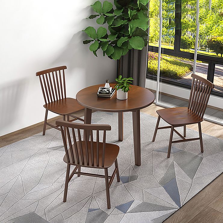 Table à manger en bois massif contemporain table de forme ronde avec base de 3 jambes