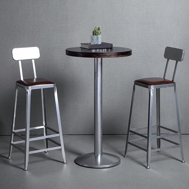 Industrial Iron Counter Height Stools Footrest Bar Stool for Indoor