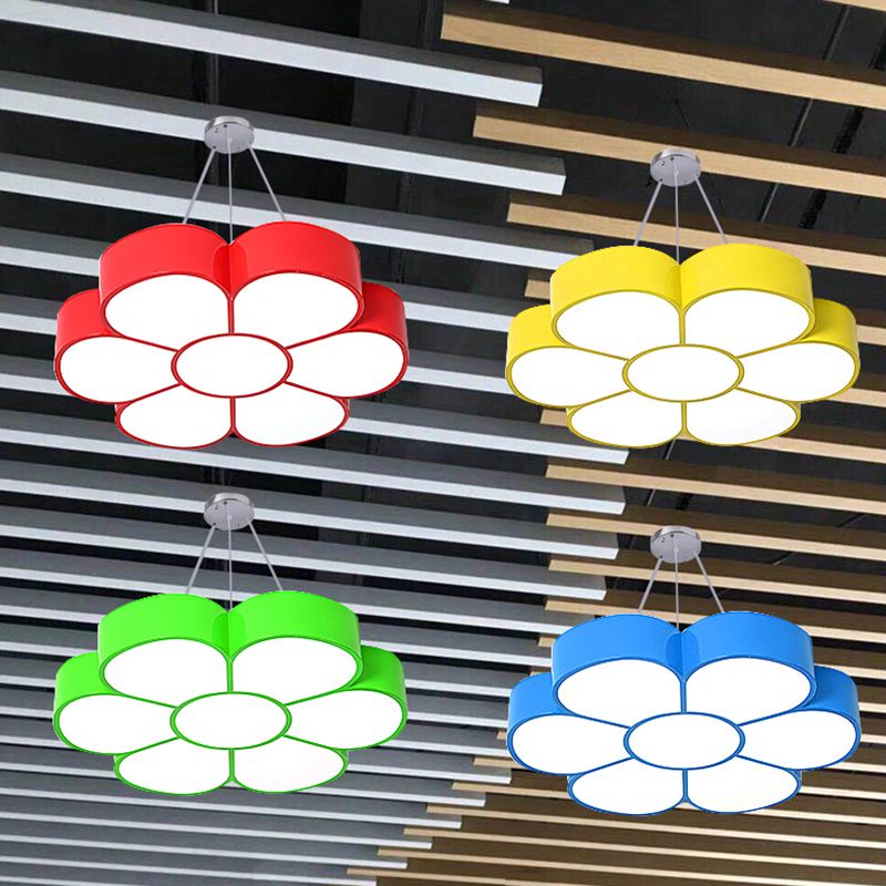 Flower LED Hanging Light Fixture Cartoon Metal Classroom Ceiling Pendant Lamp