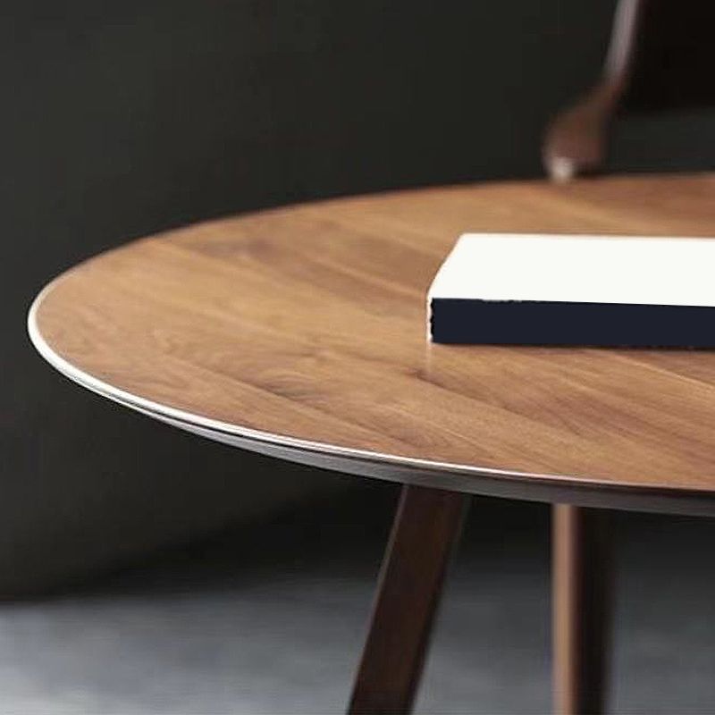 Modernism Single Wood Sled Legs Coffee Table Round Cocktail Table