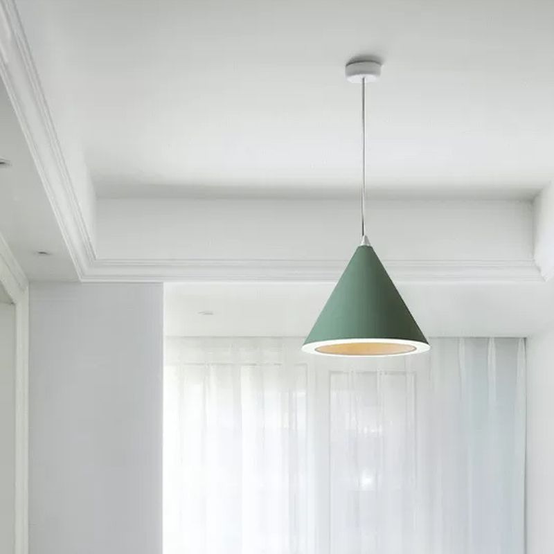 Macaron Cone LED Pendule Light Light Aluminium Table Plafond Plafant Pride en gris / blanc / rose