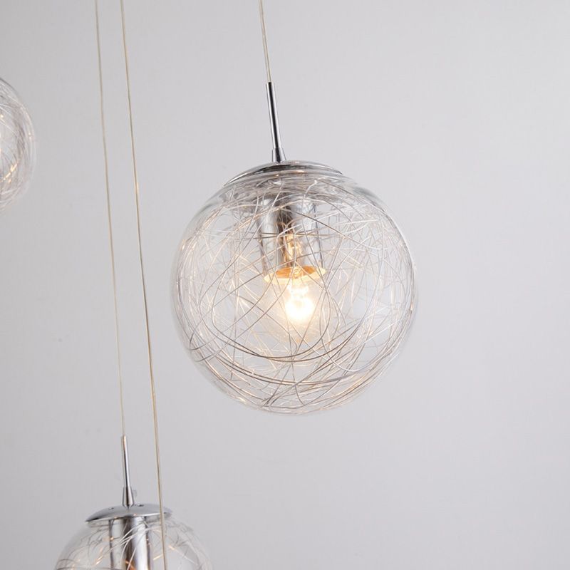 Spiral Stairs Pendant Light Fixture Clear Glass Nordic Style Multiple Hanging Light