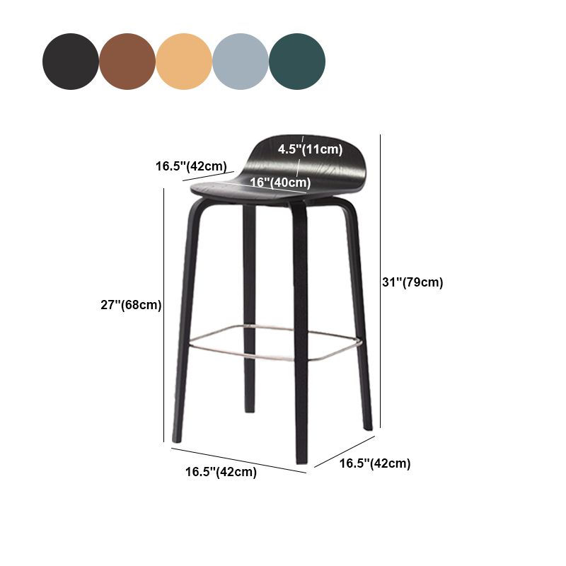 Contemporary Beech Wood Bar Stool Low Back Stool for Living Room
