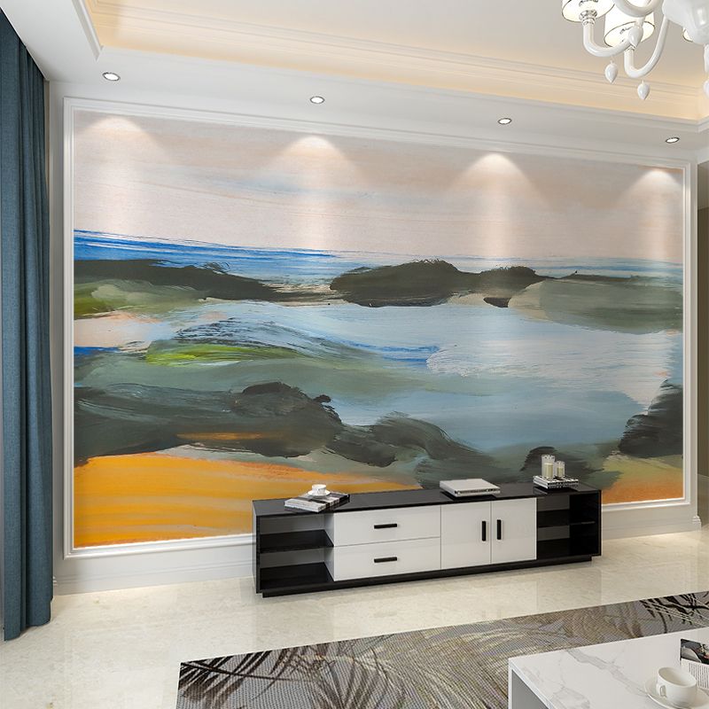 Waterproof Non-Woven Mural Wallpaper Mountain and Cloud Wall Art for Decoration