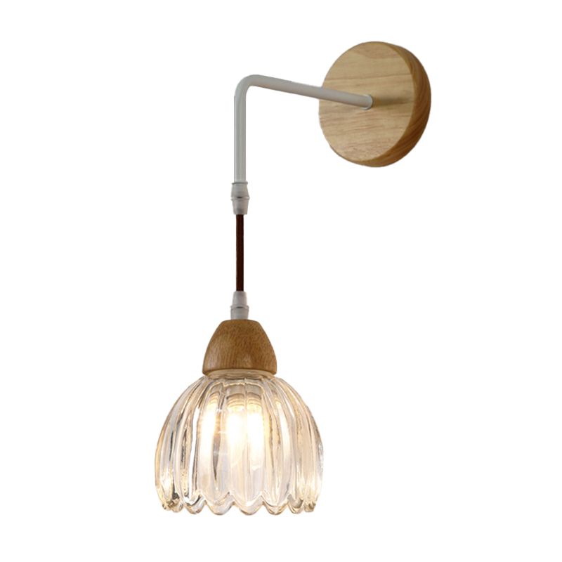 Contemporary Glass Shade Wall Sconce Lighting 1-Light Shade Wall Lamp for Bedroom