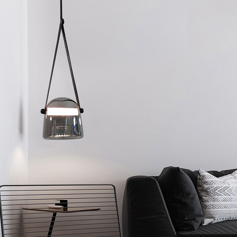 Forme de baril Éclairage suspendu en verre de style moderne 1 pendentif léger pour chambre à coucher