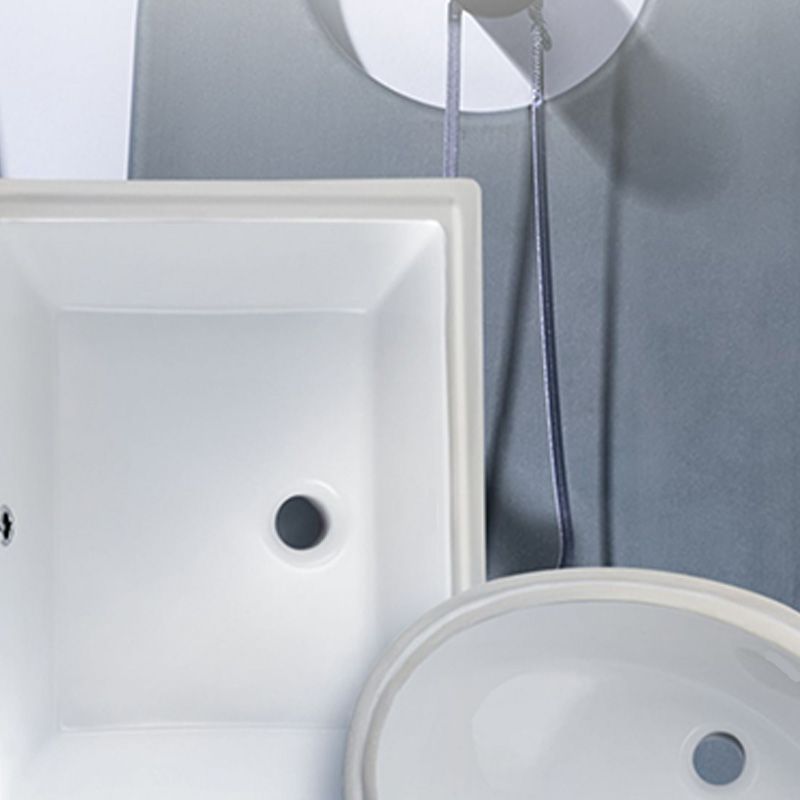 White Porcelain Bathroom Sink with Overflow Vessel Bathroom Sink