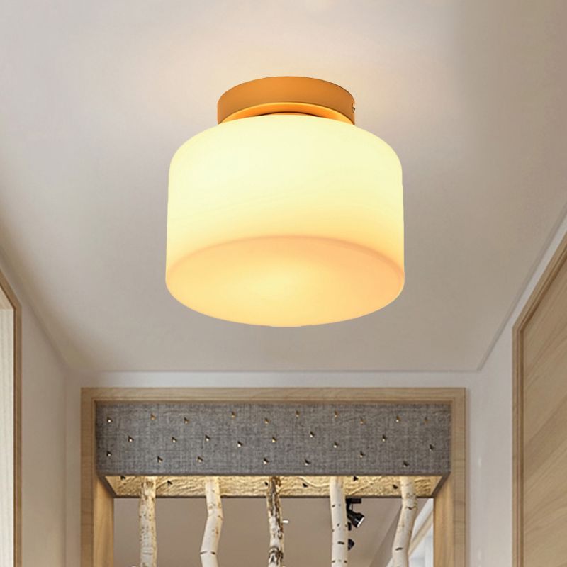 Cuadrado de vidrio de Opal/Cilindro de descarga de cilindro de luz simple 1 Accesorio montado en el techo de luz en blanco