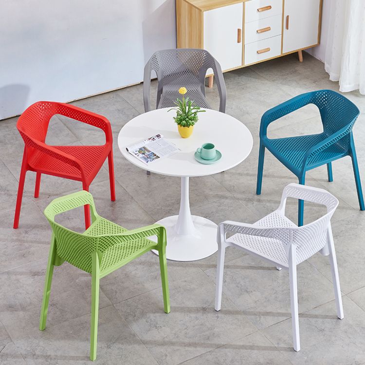 Contemporary Style Multicolor Dining Arm Chair Plastic Stacking Arm Chair