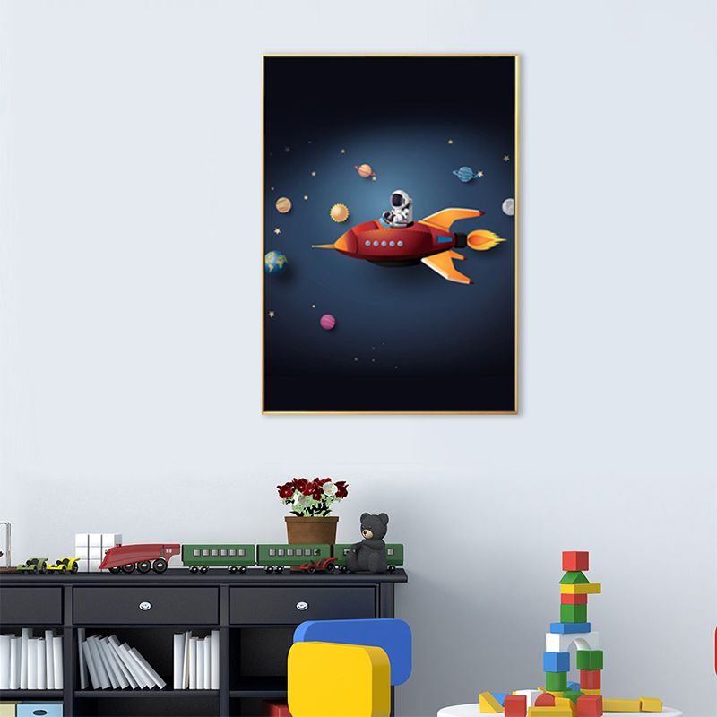 Illustration Painting Modern Art Planet and Astronaut in Soft Color, Multiple Sizes