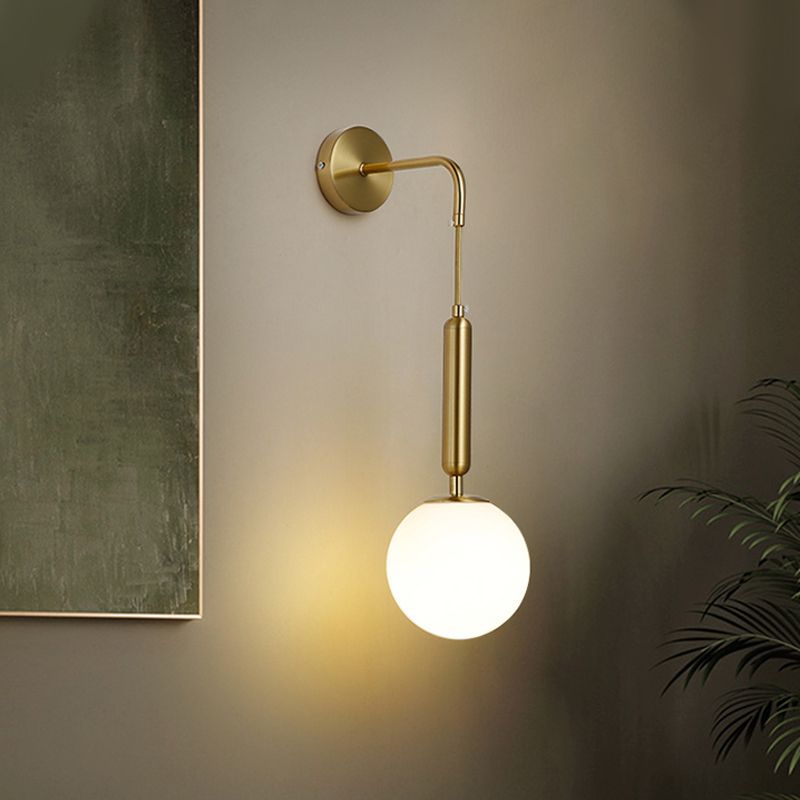Glass Ball Shade Wall Lighting Modern Style Single Light Wall Mounted Light Fixture