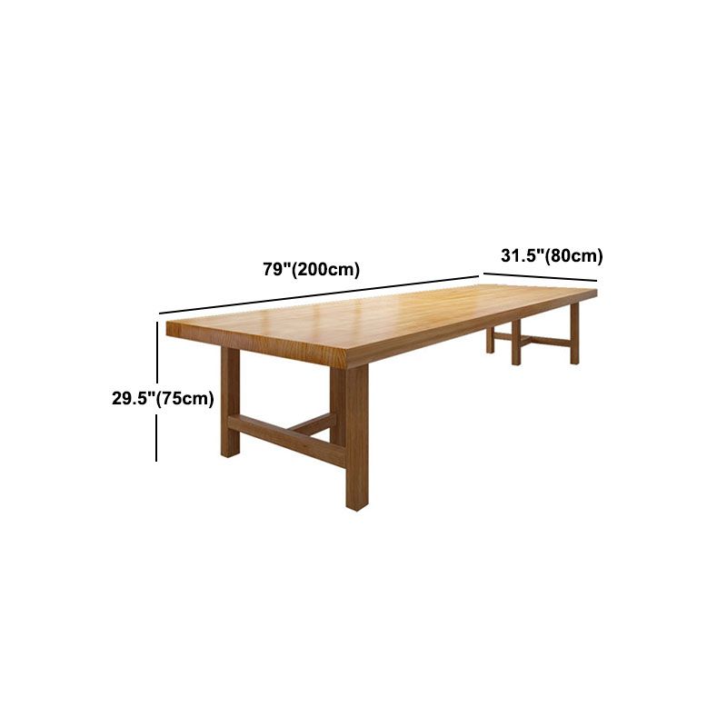 Pine Wood Top Dining Table Traditional Luxury Table with Solid Wood Sled Base