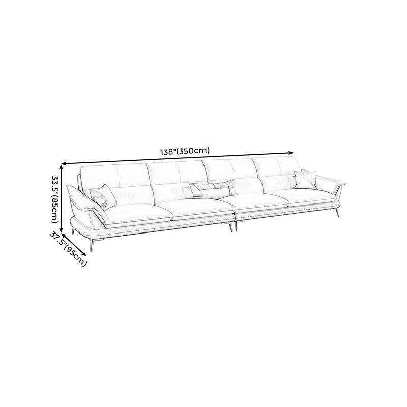 Genuine Leather Pillow Top Arm Sectionals 33.46"High Cushion Back Sofa
