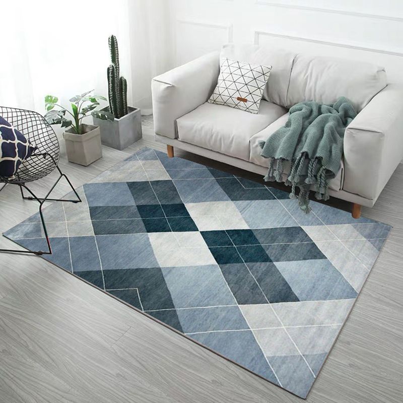 Minimalistischer Teppich mit geometrischem Druck, mehrfarbiger Synthetik-Innenteppich, rutschfeste Unterseite, haustierfreundlicher Teppich für den Salon