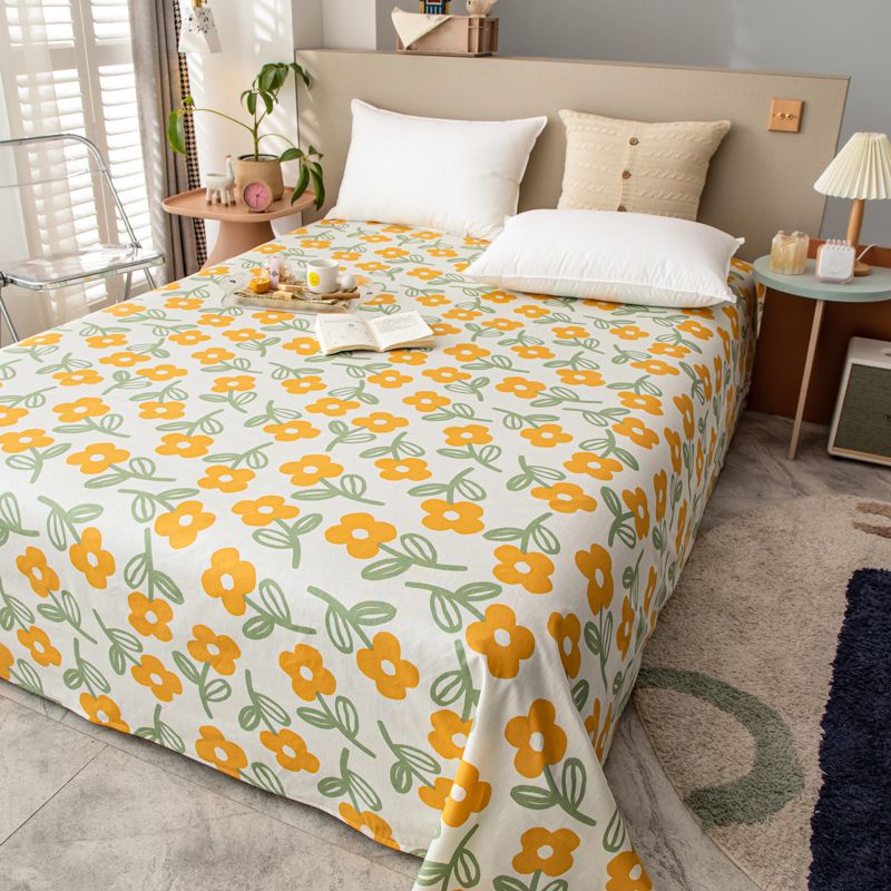 Printed Bed Sheet Breathable Fade Resistant Cotton Fitted Sheet