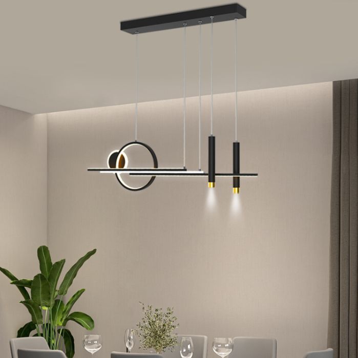 Moderni apparecchi di illuminazione lampadario lineare moderno in alluminio appeso a soffitto in alluminio con finitura nera