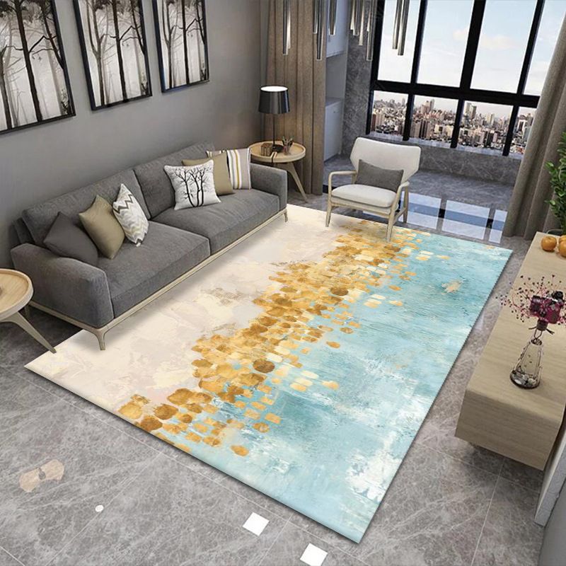 Gray Minimalist Rug Polyester Graphic Rug Washable Rug for Living Room