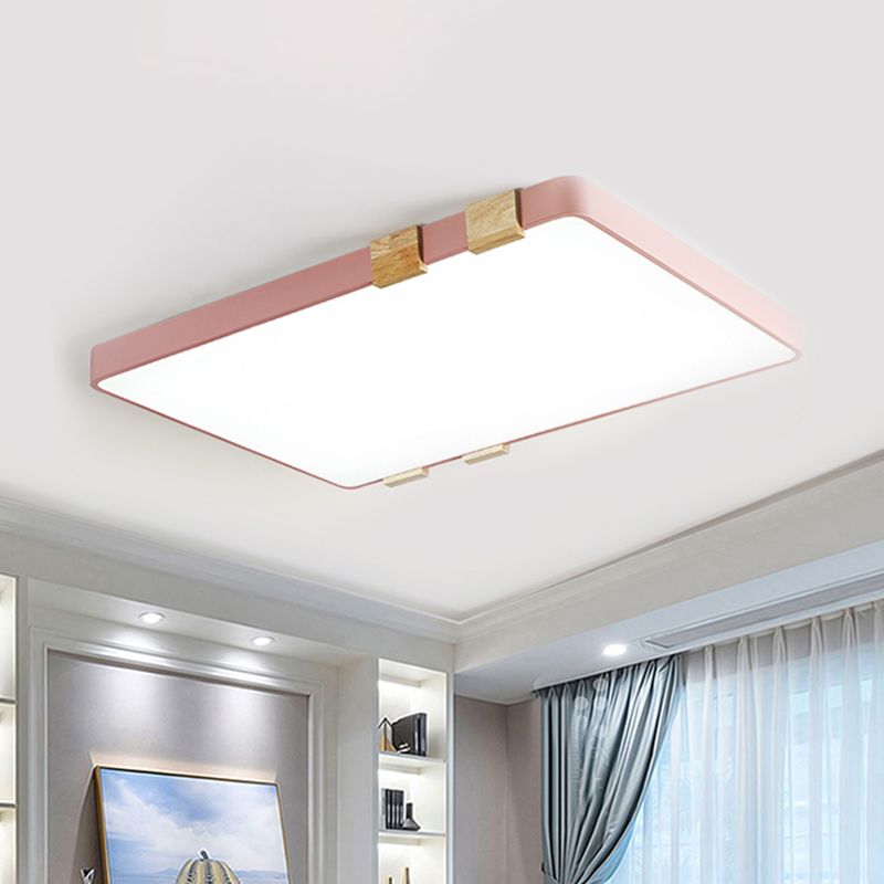 Fixation rectangulaire Plafond Nordique Acrylique 1-Rose légère / jaune / Bleu Flush Mount Lamp in Warm / White Light