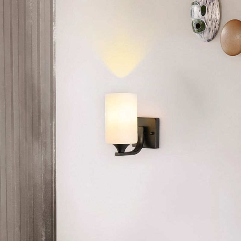 Lampada moderna montata a parete 1/2 luce nera leggera Luce con forma di vetro