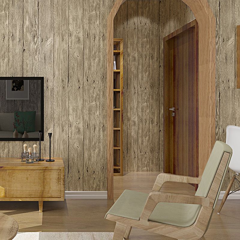PVC Stain-Proof Wallpaper Roll Country Style Wood Pattern Wall Covering for Bedroom
