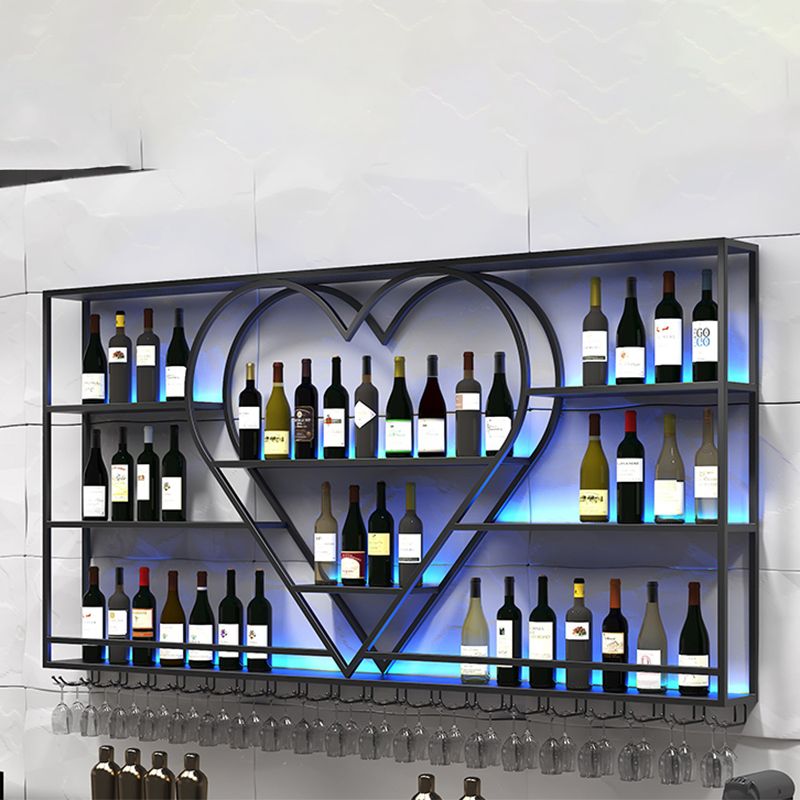 Modern Iron Wine Bottle & Glass Rack Wall Mounted Wine Rack Round