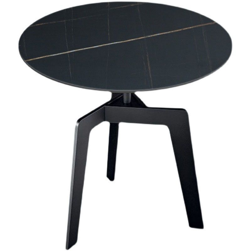 21.65" /23.62" Tall Steel 3 Legs End Table Modern Round Slate Top Side Table