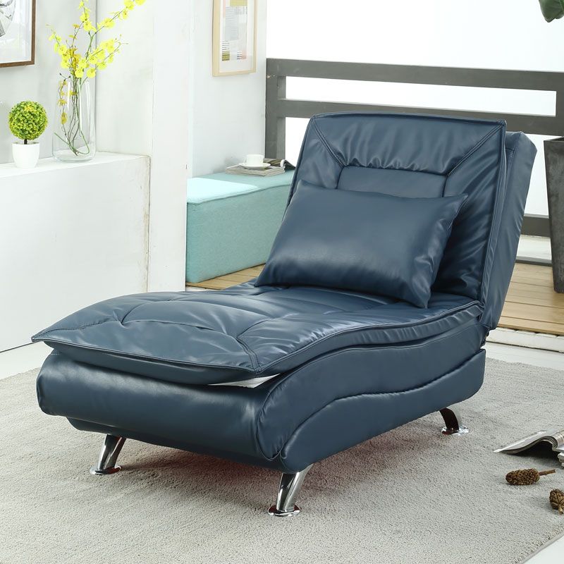 Contemporary Armless Accent Chair Faux Leather Reclining Chaise