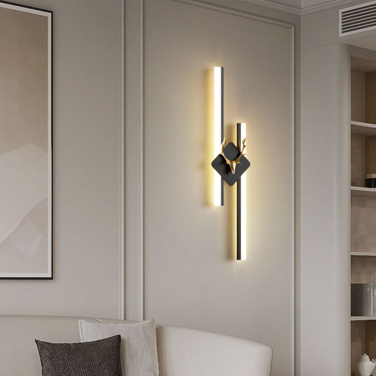 Linear Shape Metal Wall Lights Modern Style 2 Light Wall Mount Lamps in Black