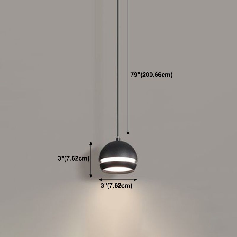 Nordic Mini LED Pendant Lamp Aluminum Bedside Hanging Light in Black