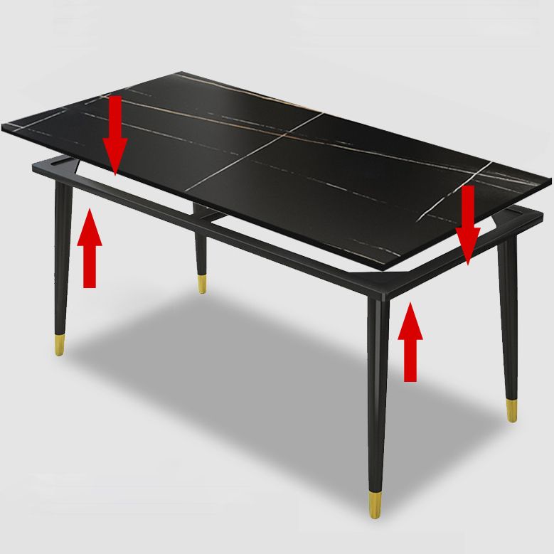 Casual Sintered Stone Standard Dining Table Rectangle Shape Dining Table for Kitchen