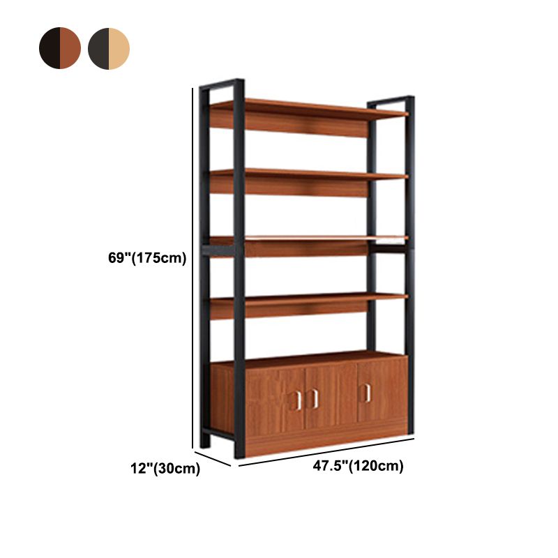 Industrial Etagere Bookshelf Steel Frame Manufactured Wood Shelf Bookshelf with Door