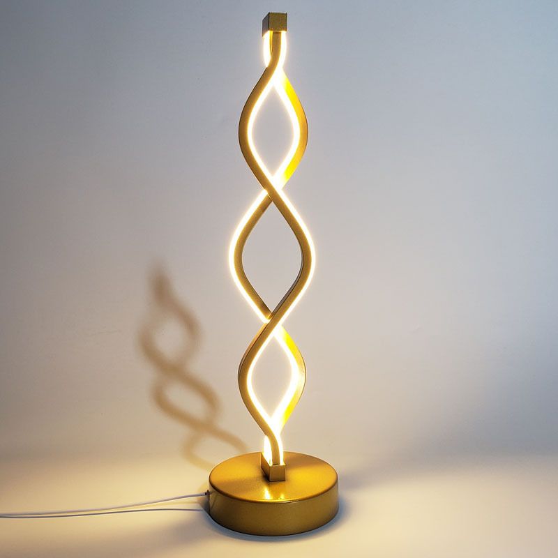 Lampade da comodino moderne con luce da tavolo lineare Lampade da comodino a 2 luci in metallo