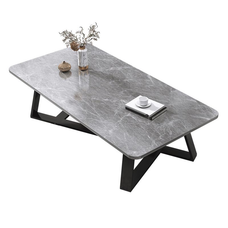 Cross Table Base Design Rectangular Faux Wood Table Ornate Style Coffee Table