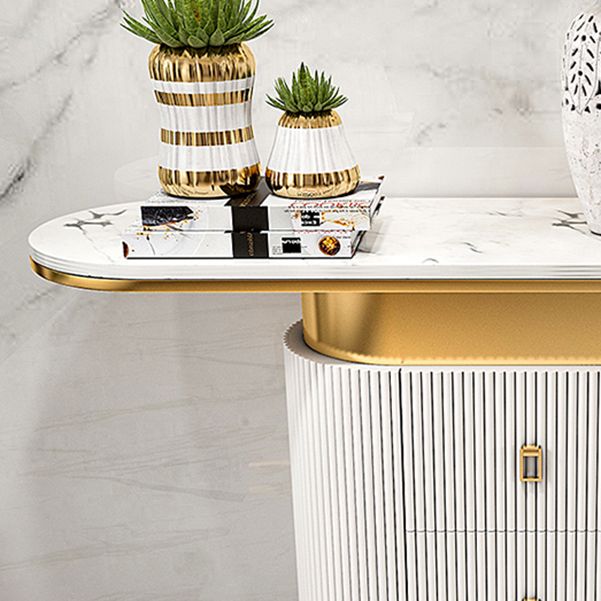 Glam Stone Console Table Scratch Resistant Console Sofa Table for Hall