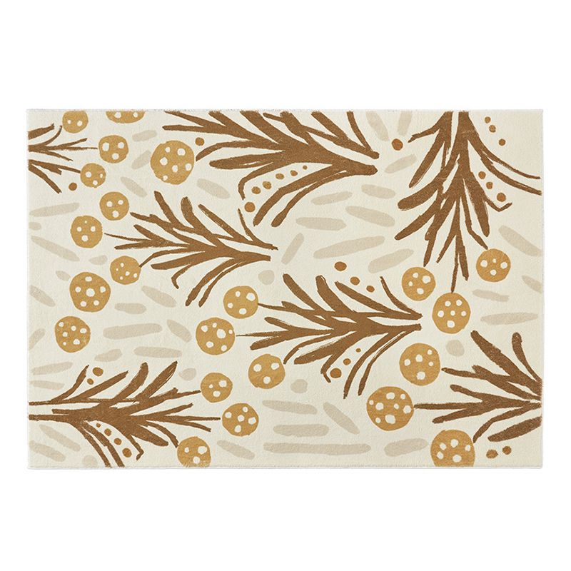 Beige Modern Carpet Polyester Plant Carpet Stain Resistant Carpet for Living Room
