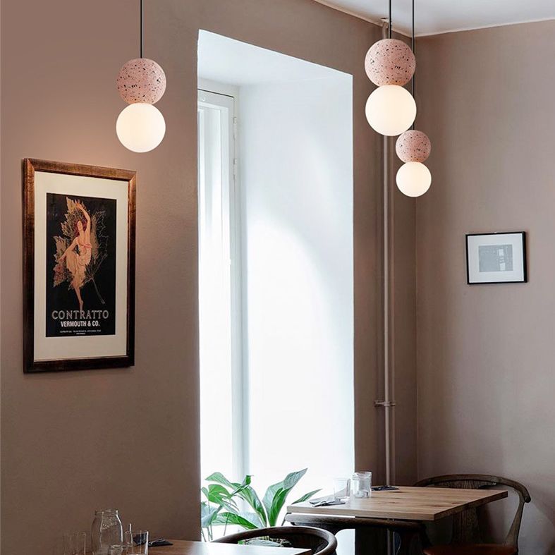 Round Terrazzo Mini Hanging Light Nordic Minimalism Style 1-Light Pendant for Bedside