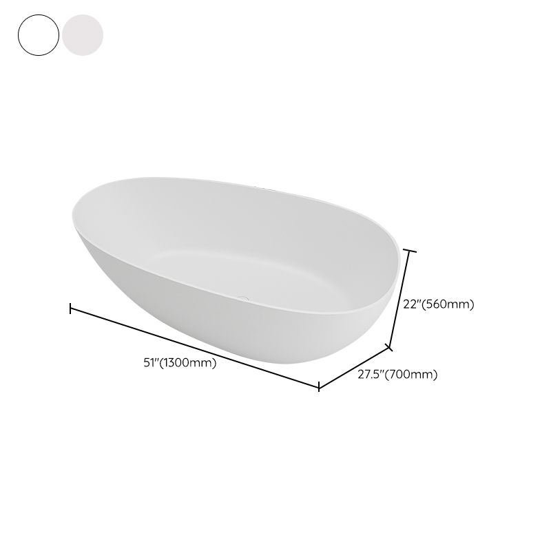 Modern Stone Oval Bath Freestanding Soaking Bathtub in White