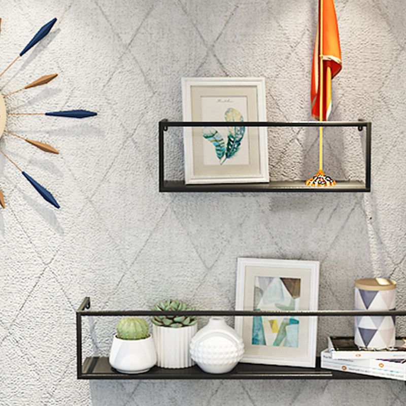 Industrial Style Metal Bookcase Wall Mounted Rectangular Shelves