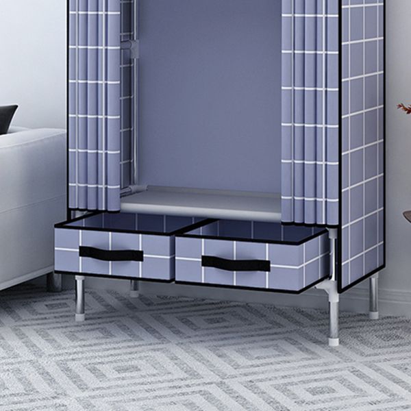 Matte Finish Wardrobe for Home Modern Style Storage Cabinet with Metal Frame