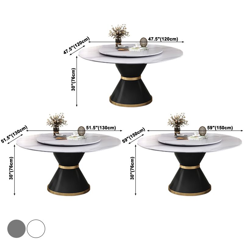 Modern Standard Kitchen Dining Table Sintered Stone Round Dining Table with Pedestal Base