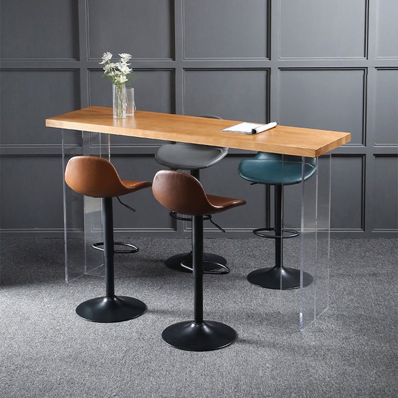 Scandinavian Adjustable Height Bar Stool Faux Leather Footrest Bar Stool